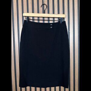 Semantiks Pencil Skirt 2 / XS Womens Black Poly Rayon 2 Button Stretch